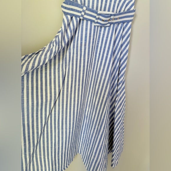 NEW Cara Cara Calypso Midi Dress Ivory Blue Striped Seersucker | US 2 UK 6 - Picture 11 of 14